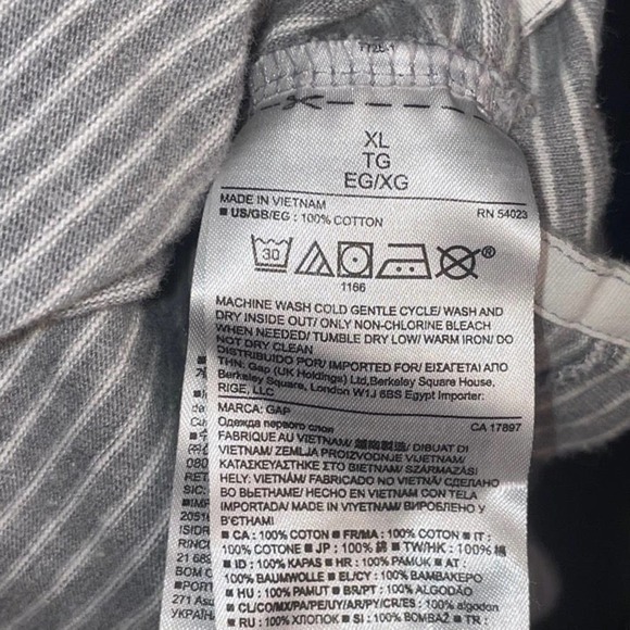 White/Grey Striped Long Sleeve GAP Top sz XL - Picture 6 of 6